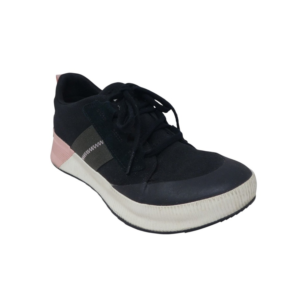 Sorel Out N About III Low Sneaker Women 7.5 Black Pink Canvas Leather